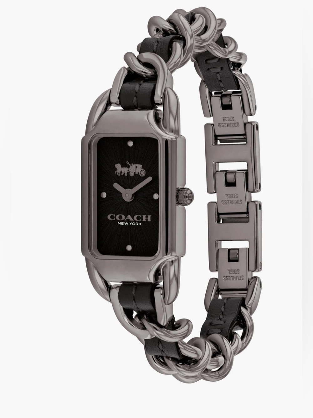 Coach Cadie Analog Watch Black Leather Band $295